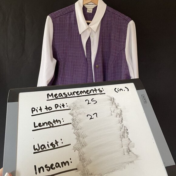 Allison Daley purple white vintage schoolgirl preppy button down top women's 16 - Picture 8 of 9